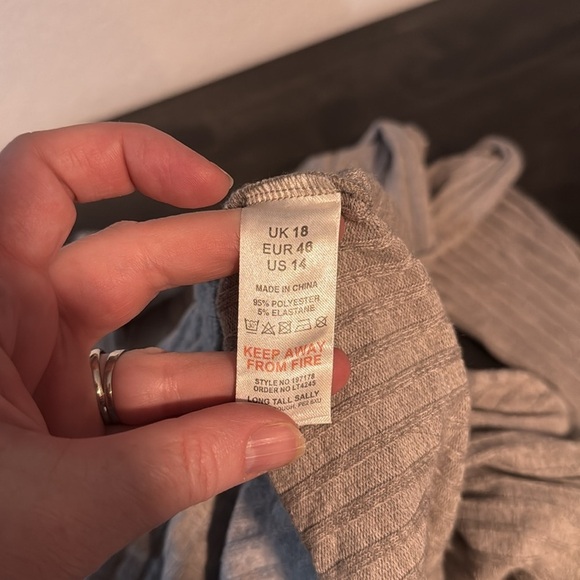 LTS Gray Ribbed Collared MIDI Length Dress Side Slits Size 14 - Picture 5 of 7